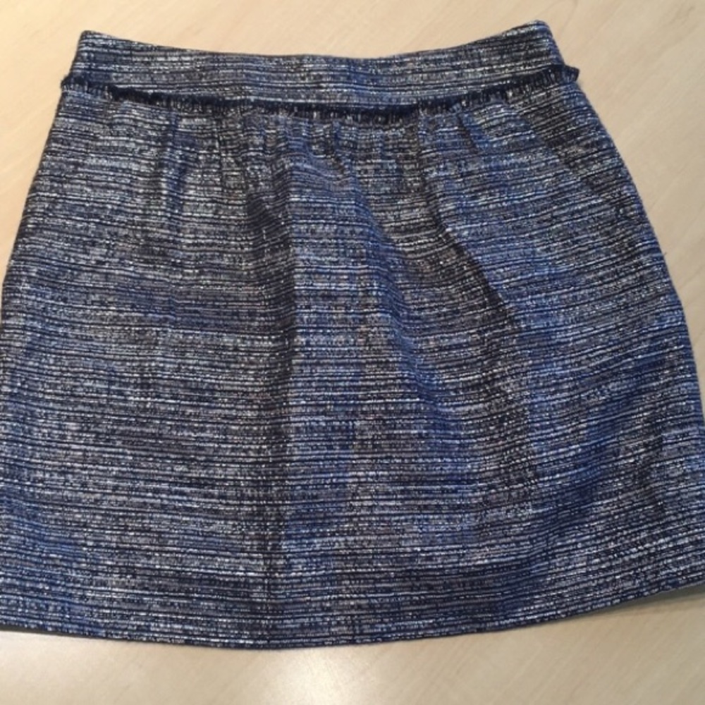Gap Metallic Rayon Navy Blue, Gray & White Mini Skirt Size 0